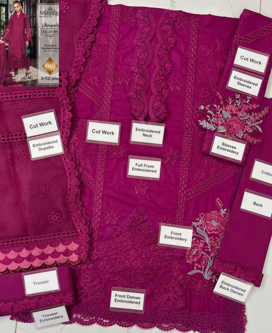 Maria B Magenta Chikankari Embroidery Collection