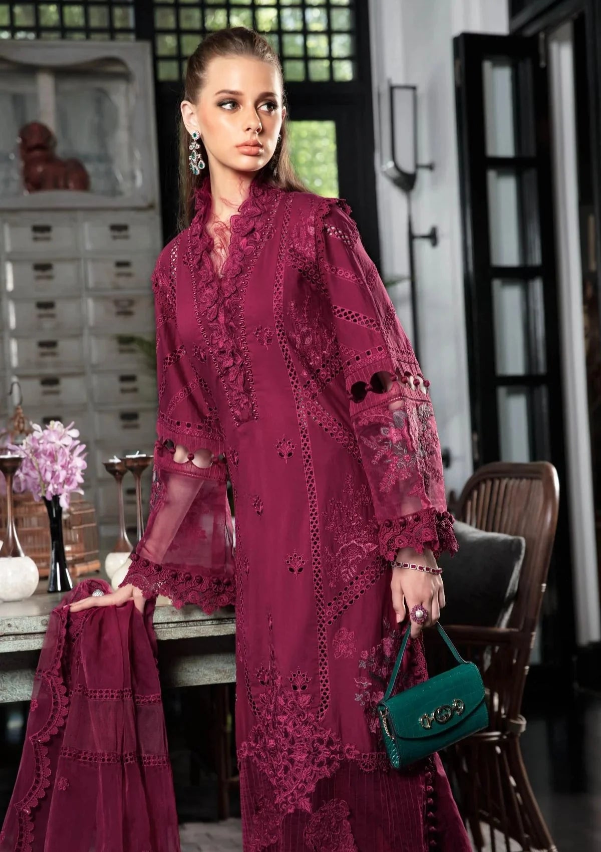 Maria B Magenta Chikankari Embroidery Collection