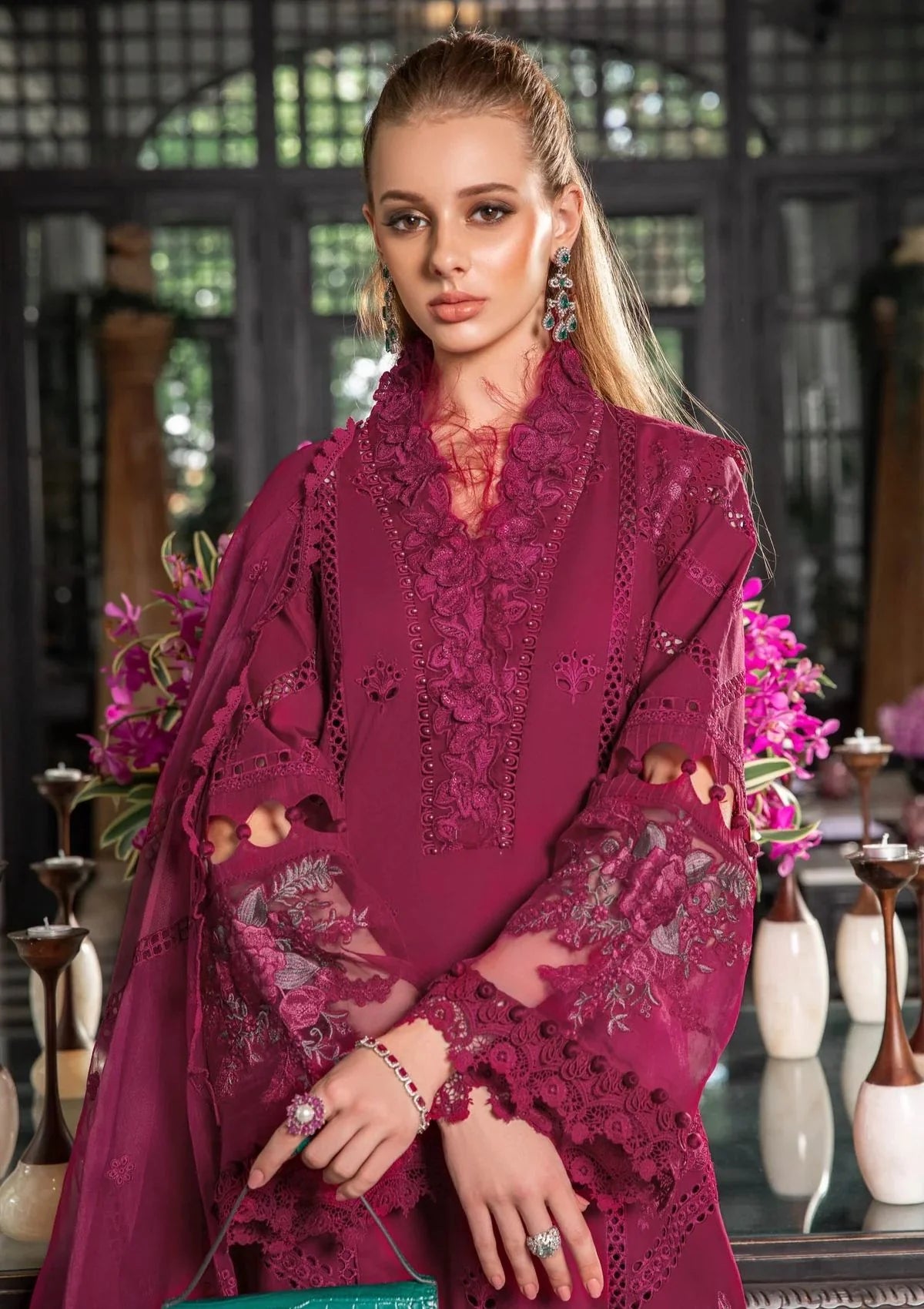 Maria B Magenta Chikankari Embroidery Collection