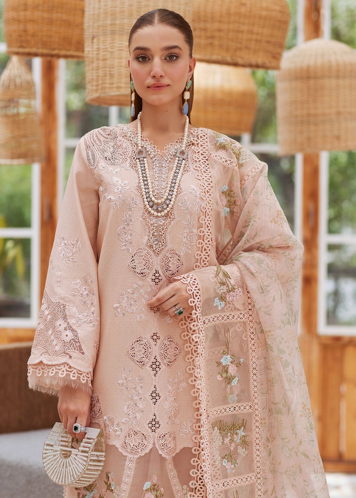 Crimson Peach And Green Dhanak Stuff|138