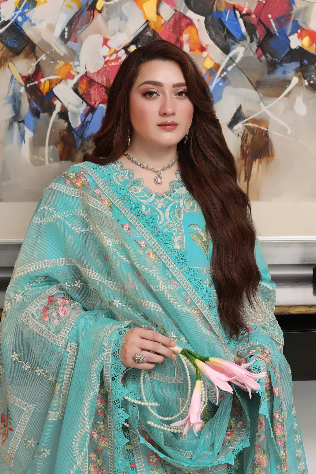 Aneelas Luxury Dhnak Emb Shirt|E134