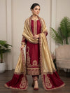 Embroidered Silk 3-Piece Suit with Fancy Applique Dupatta|E162