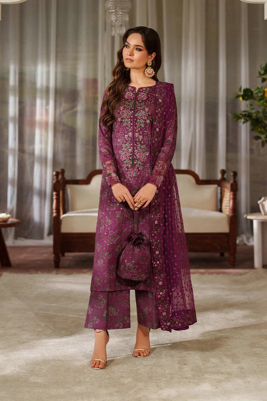Iznik Luxury Printed Embroidered Lawn Dress with 4-Sided Embroidered Chiffon Dupatta