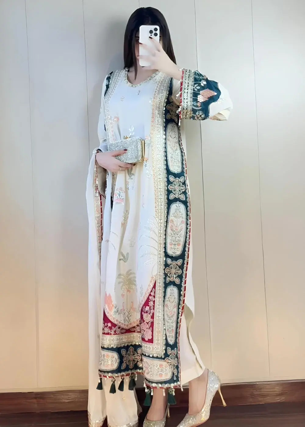Kaftan White 2pc Suit|E119