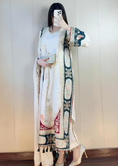 Kaftan White 2pc Suit|E119