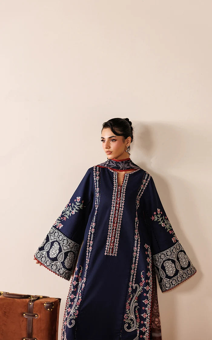 Navy blue embroidered Suit|E129