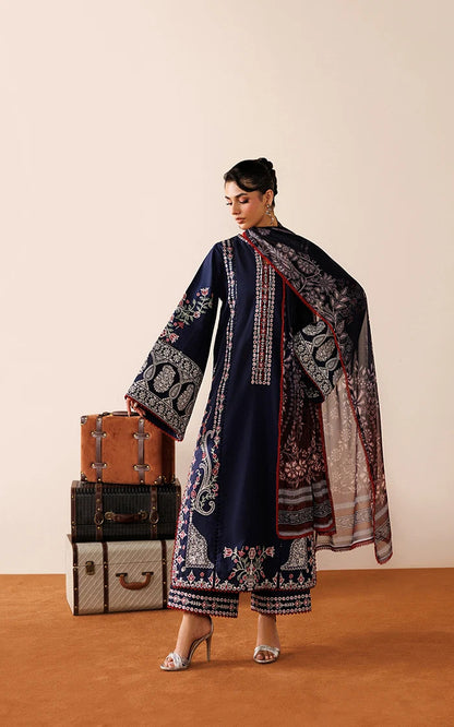 Navy blue embroidered Suit|E129