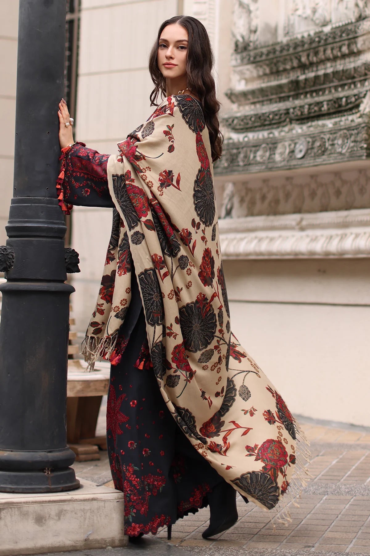 Charizma Dhanak Suit with Contrast Shawl|E187