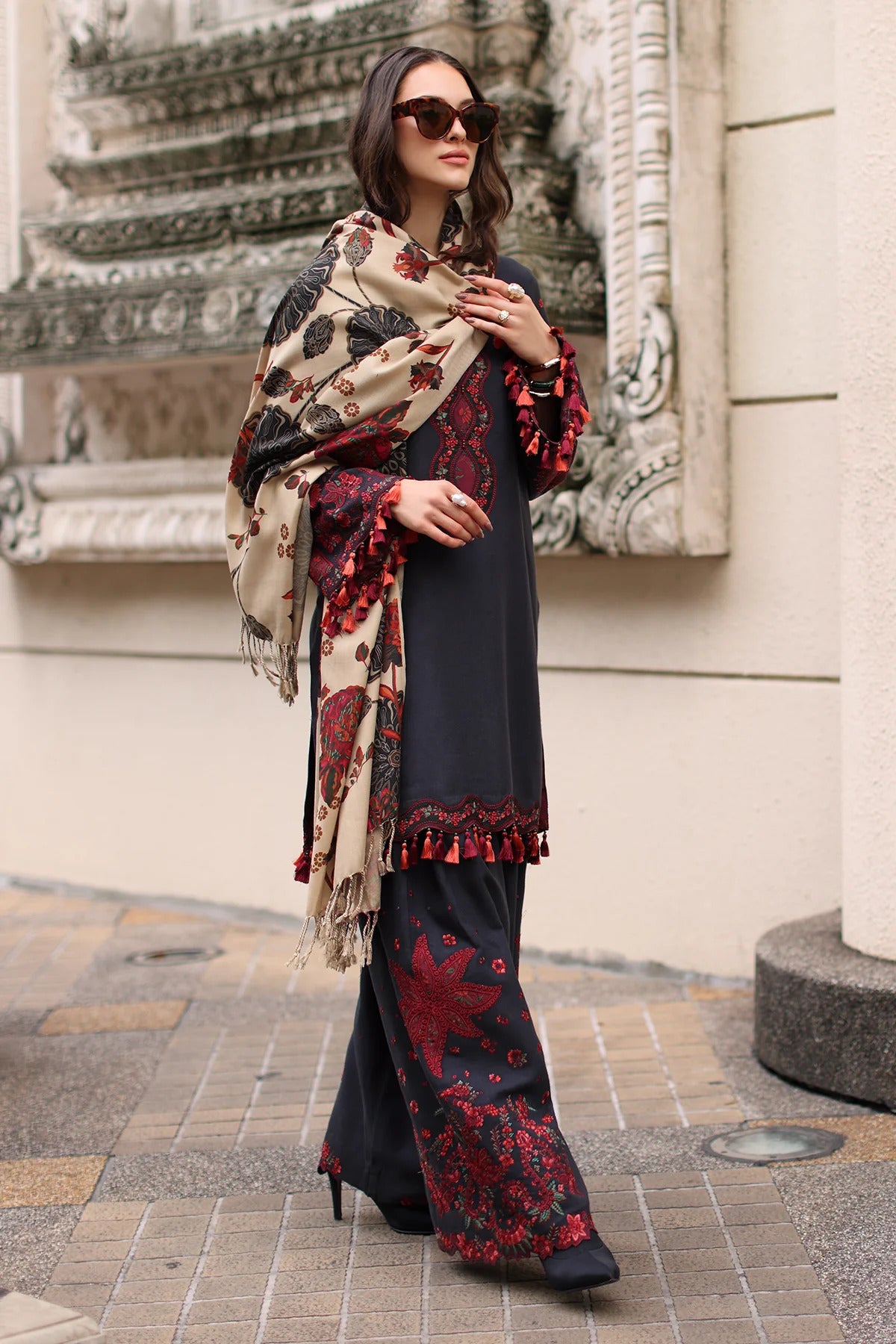 Charizma Dhanak Suit with Contrast Shawl|E187
