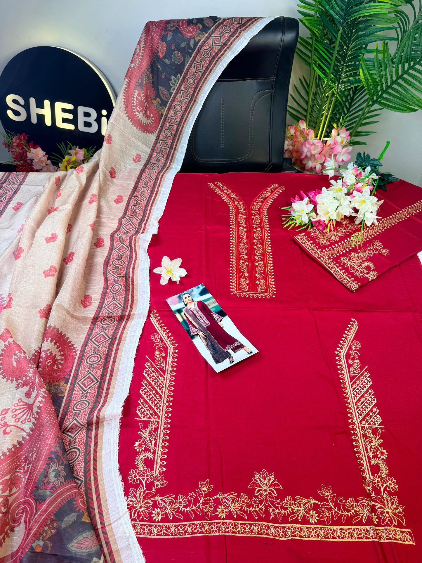 Izel Premium Embroidered Suit|E45