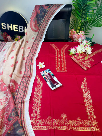 Izel Premium Embroidered Suit|E45