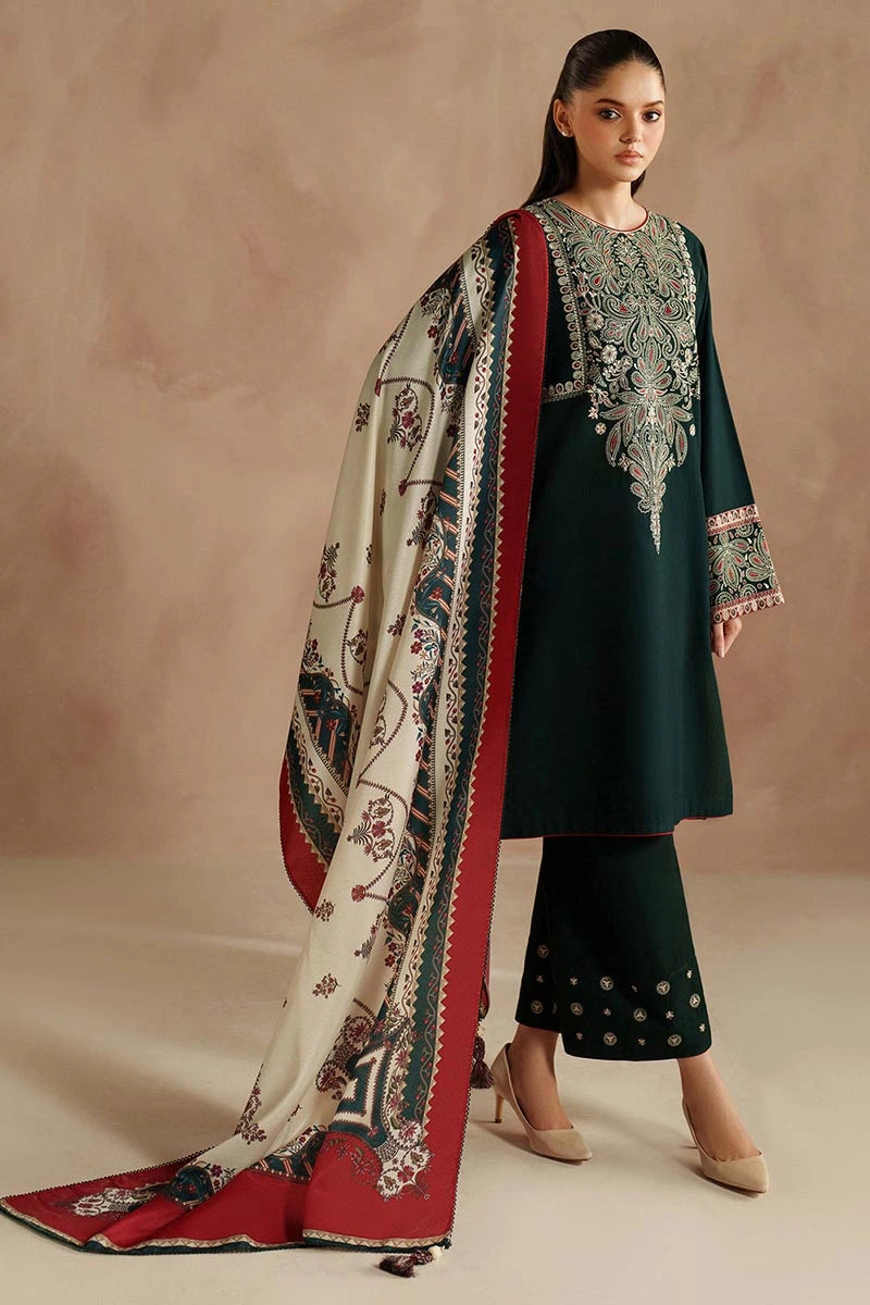 Jasmine | 3-Piece Embroidered Dhank Suit|E190