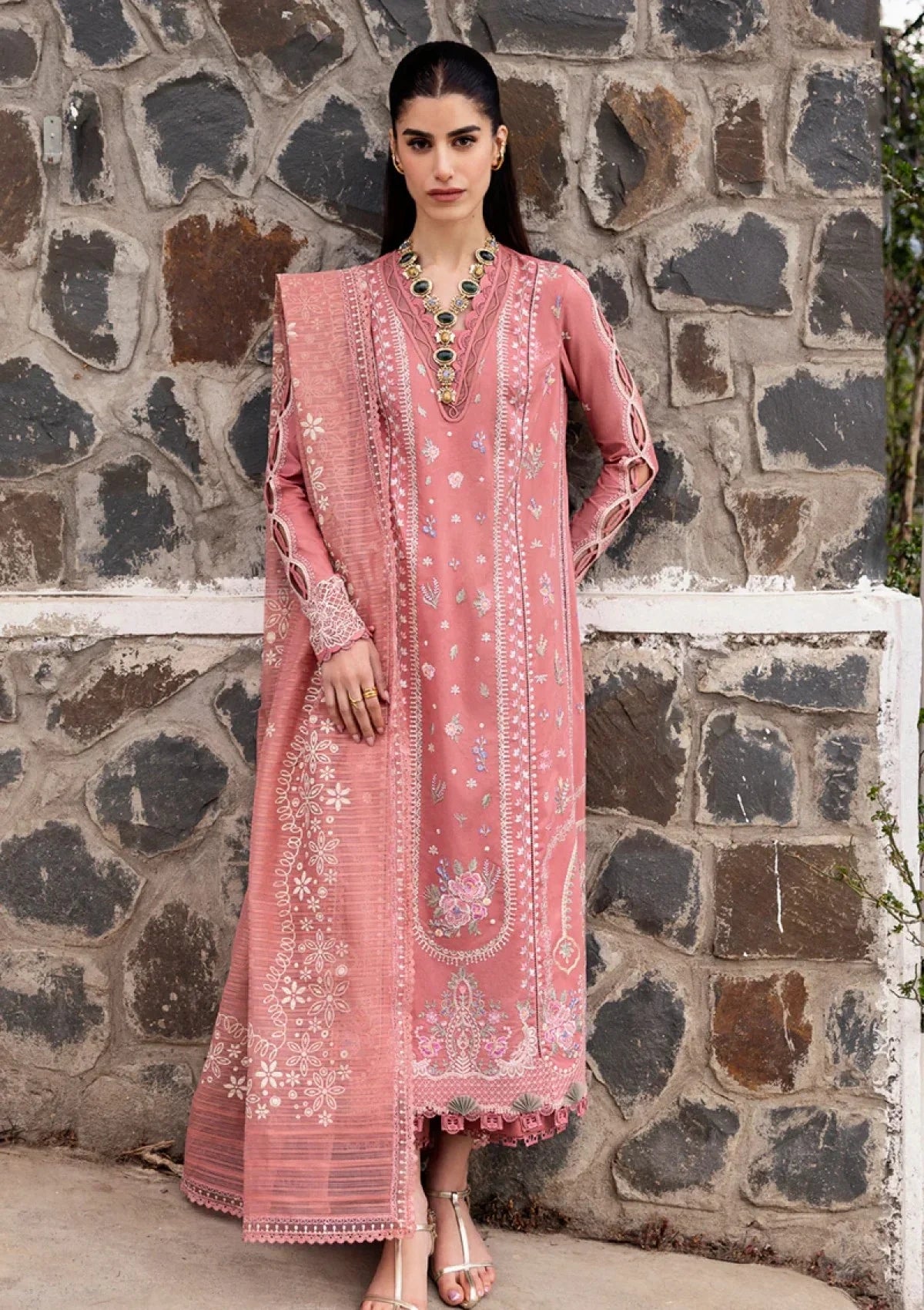 Pink 'Moya' embroidered Suit|148