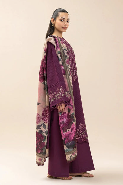 Dark Purple Eastern 3-Piece Unstitched Winter Stuff Suit|E116