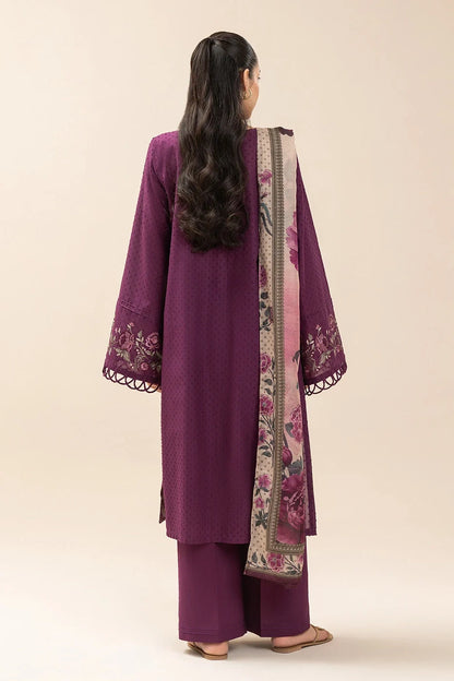 Dark Purple Eastern 3-Piece Unstitched Winter Stuff Suit|E116