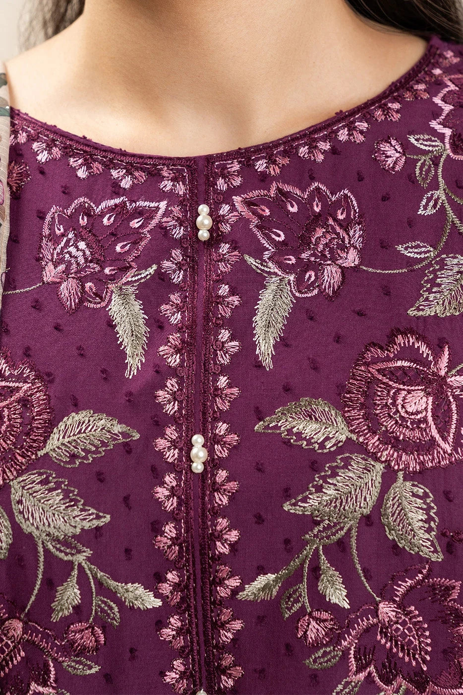 Dark Purple Eastern 3-Piece Unstitched Winter Stuff Suit|E116