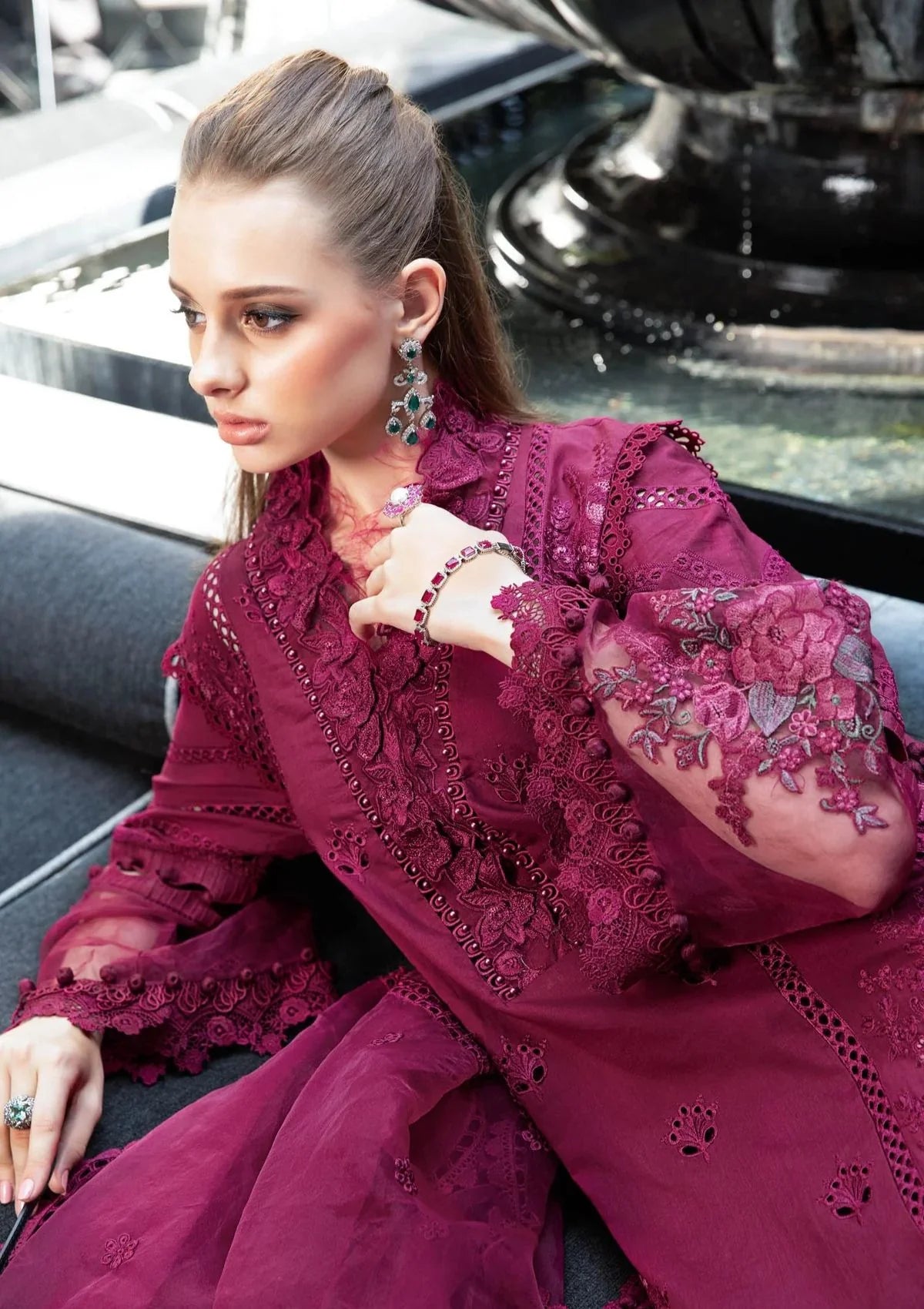 Maria B Magenta Chikankari Embroidery Collection