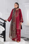 Maroon 3-Piece Suit Features Delicate Neckline Embroidery Winter Collection|E127