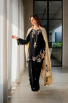 Black 3-piece embroidered Dhanak Stuff-E128