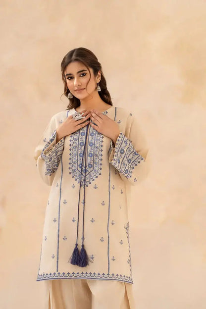 Luxury Embroidered 3-Piece Suit with Trouser Patch|E155