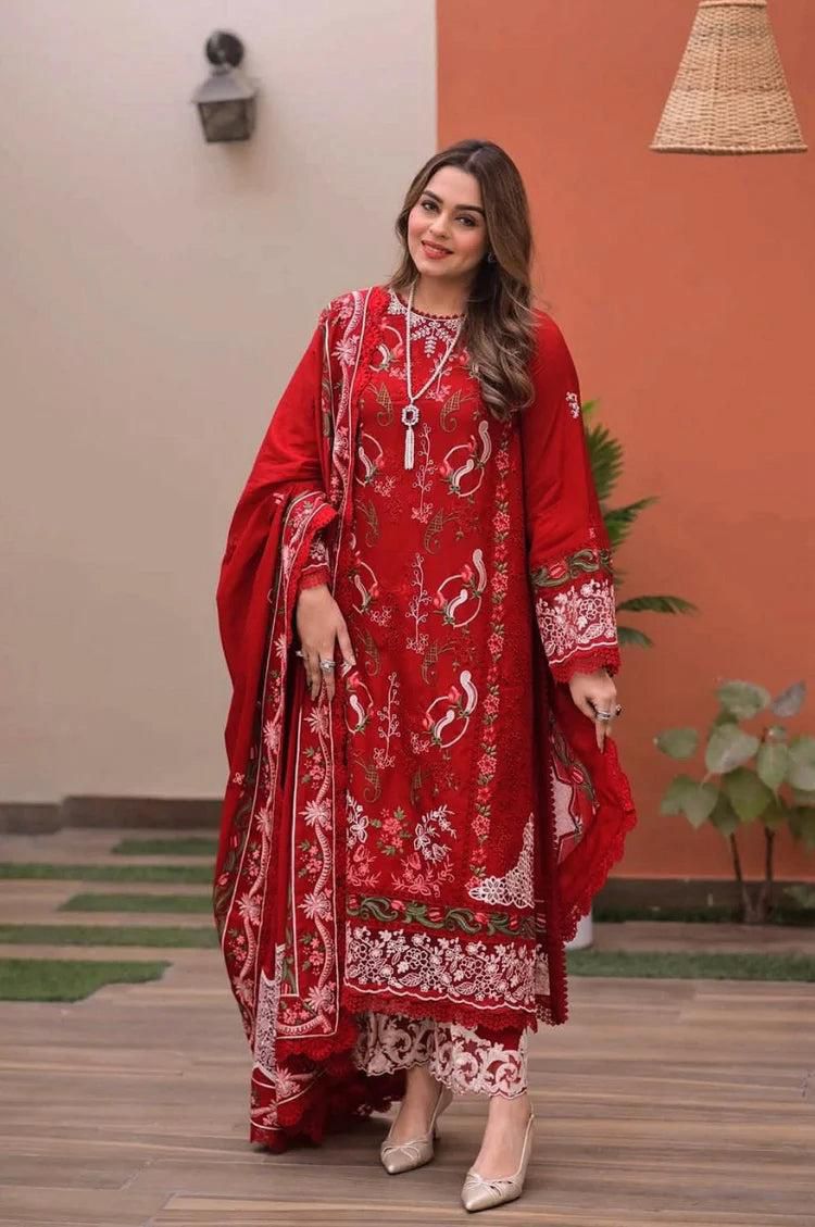Aneelas Lawn Embroidered Luxury 3 Piece Dress