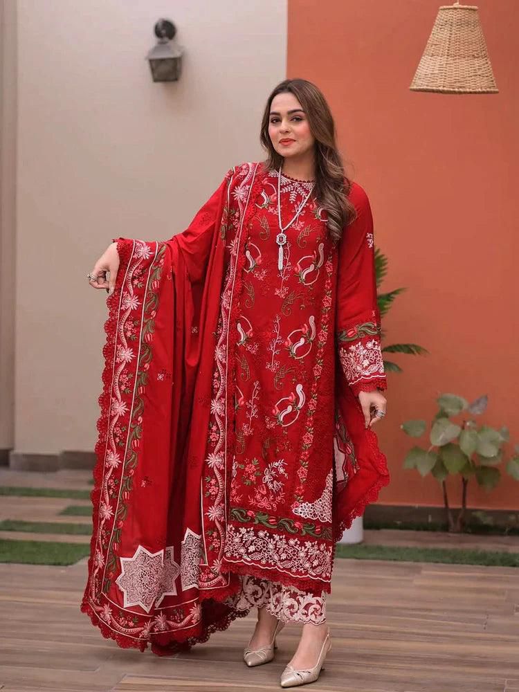 Aneelas Lawn Embroidered Luxury 3 Piece Dress
