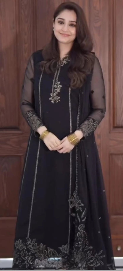 Dur-e-Fishan Black Chiffon Suit |E120
