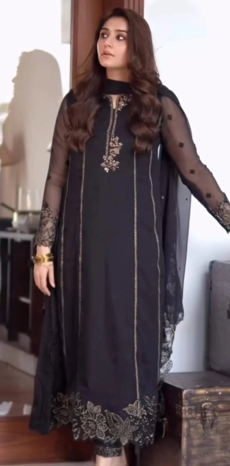 Dur-e-Fishan Black Chiffon Suit |E120
