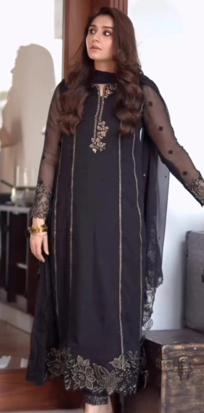 Dur-e-Fishan Black Chiffon Suit |E120