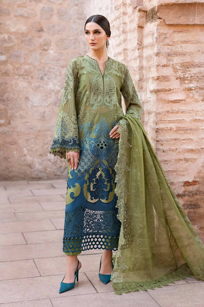 Luxury Maria.B Green Suit Winter Collection |E121