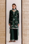 Dark green embroidered 3-piece kurta|E164