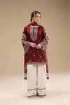 Maroon Embroided 3pc Suit|E150