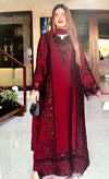 Luxury Embroidered Silk 3-Piece Suit with Chiffon Dupatta|E159