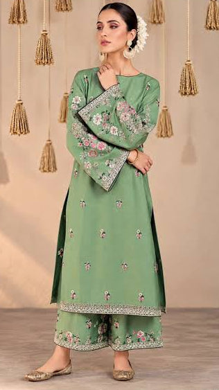 Winter Festive Soft Dhanak Embroidered Suit|E163