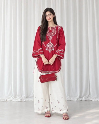 Embroidered Dhanak suit|E165