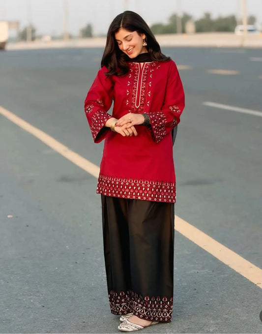 2pc Red Black Suit|E184