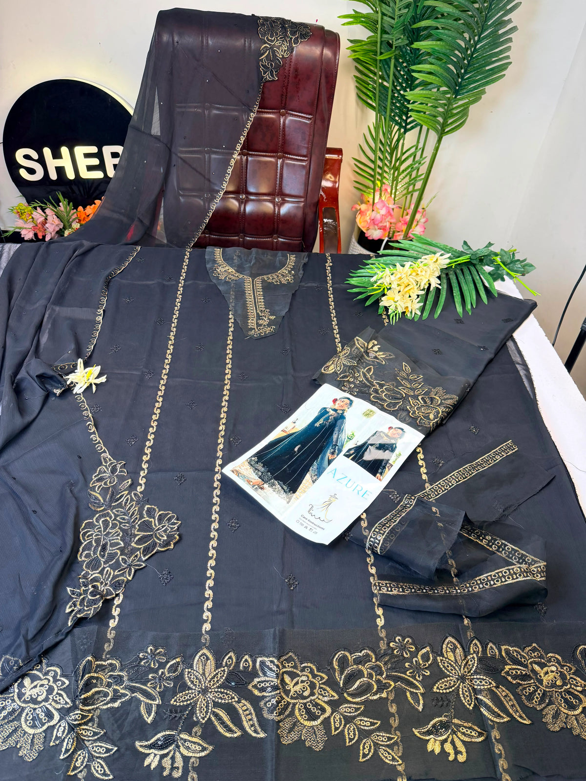 Dur-e-Fishan Black Chiffon Suit |E120