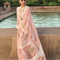SR-28 Premium Lawn Unstitched 3-Piece Suit with Embroidered Organza Dupatta