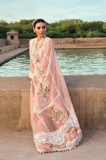 SR-28 Premium Lawn Unstitched 3-Piece Suit with Embroidered Organza Dupatta