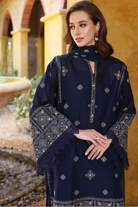 Dark blue 3-piece lawn suit|E85