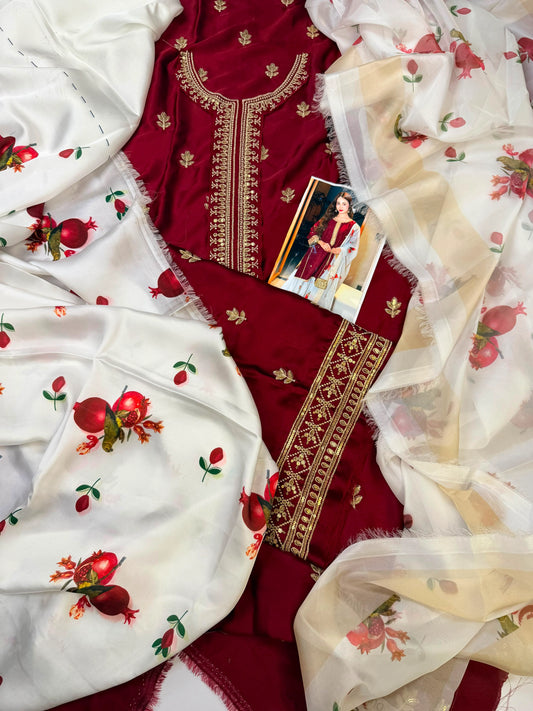 Silk trending article red and white 3 piece|E101
