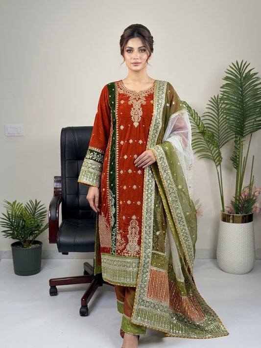 Aneelas Hit Article Luxury Velvet 3-Piece |E177