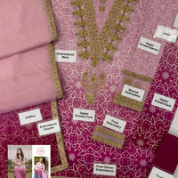 LXM Lawn Suit Pink Ombre Chunri Suit