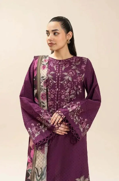 3 Piece Unstitched Heavy Embroidered Dhanak Suit E|192