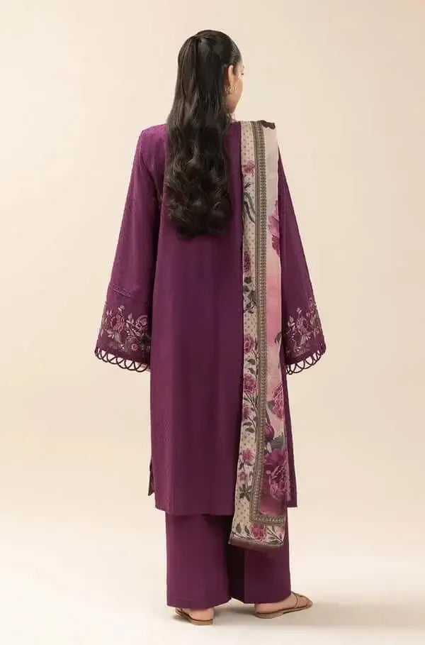 3 Piece Unstitched Heavy Embroidered Dhanak Suit E|192