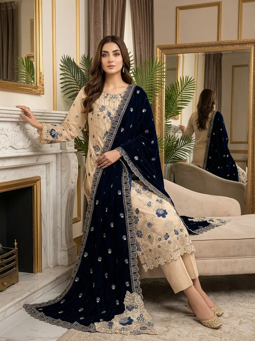 Luxury Velvet Shawl Winter Collection|E131